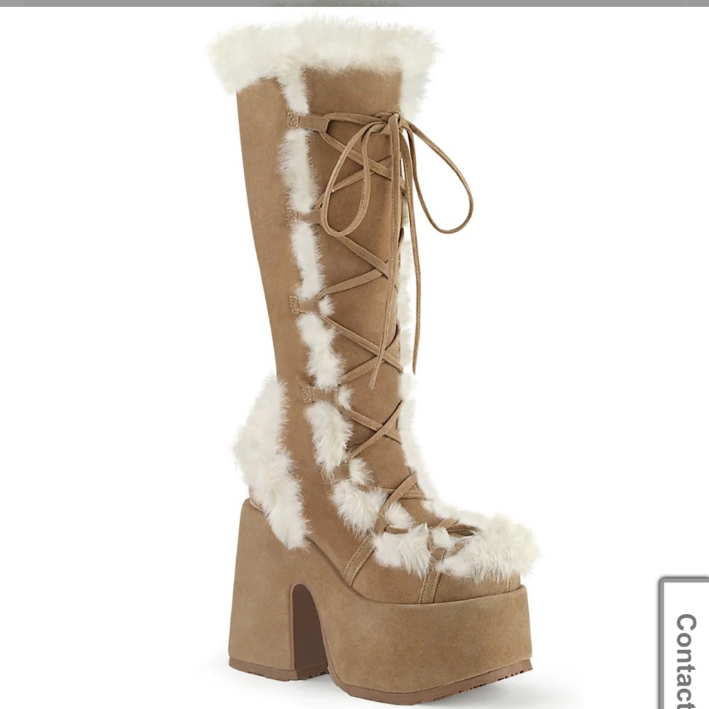 Demonia camel suede platform boots